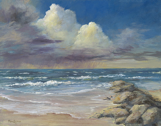 Pam Britton BR623 - BR623 - Distant Storm     - 16x12 beach painting, coastal wall art, ocean waves, seascape painting, storm clouds over ocean, nautical farmhouse decor from Penny Lane