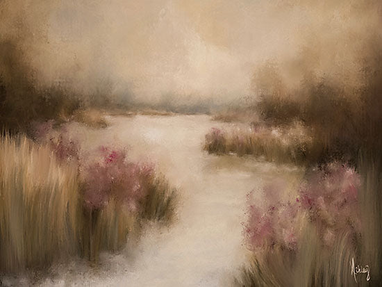 Ashley Bradley BRAD146 - BRAD146 - Peaceful Moments - 16x12 abstract marsh landscape, soft waterway, blurred florals, dreamy painterly texture, muted greens and purples, impressionistic wetland scene, atmospheric nature art, tranquil abstract field, contemporary rustic palette, tonal movement, serene waterside abstraction, decorative landscape from Penny Lane