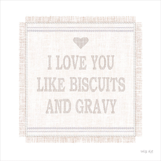 Cindy Jacobs CIN3874 - CIN3874 - I Love You Biscuits - 12x12 I love you like biscuits and gravy, text art, love message, kitchen saying, rustic linen texture, romantic, humorous quote from Penny Lane