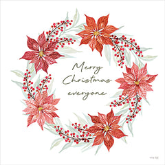 CIN4437 - Merry Christmas Everyone Poinsettia Wreath - 12x12