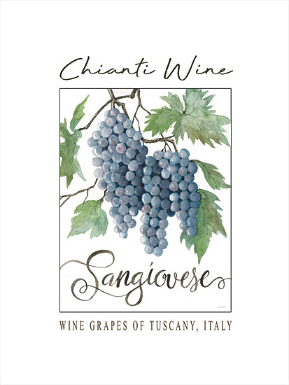 Cindy Jacobs CIN4463 - CIN4463 - Chianti Wine - 12x16 chianti wine poster, sangiovese grapes, tuscany italy, vineyard, watercolor grapes, wine label art, food & drink poster from Penny Lane