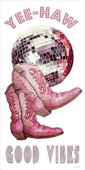 Cindy Jacobs CIN4478 - CIN4478 - Yee-Haw Disco - 9x18 yee-haw good vibes, pink cowgirl boots, disco ball, party boots, vibrant country theme, watercolor art, western dance style from Penny Lane