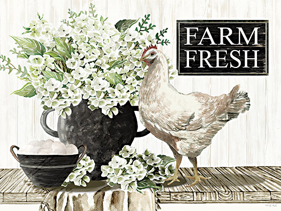 Cindy Jacobs CIN4585 - CIN4585 - Farm Fresh    - 16x12 farm fresh chicken sign, rooster and hen art, farmhouse kitchen decor, eggs bowl painting, rustic country sign, poultry illustration, farmhouse wall art, kitchen sign, chicken painting, farm decor from Penny Lane