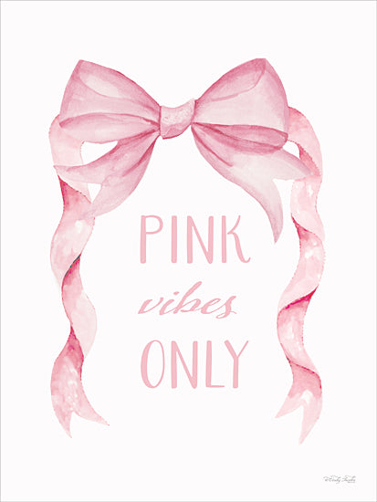 Cindy Jacobs CIN4601 - CIN4601 - Pink Vibes Only - 12x16 pink ribbon bow, pink vibes only, motivational print, white background, simple girly decor, feminine quote art, pastel colors, watercolor style from Penny Lane