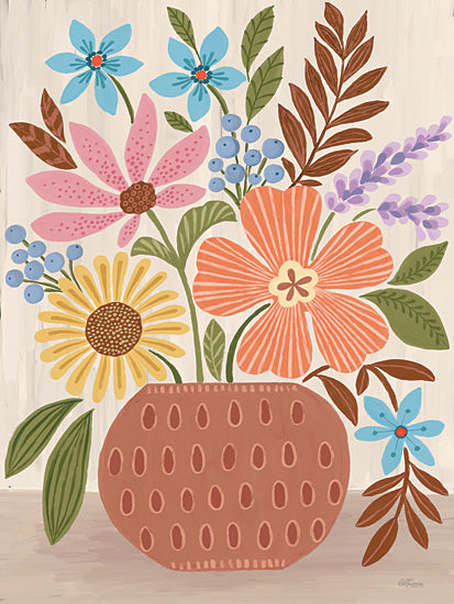 Cat Thurman Designs CTD240 - CTD240 - Playful Bouquet - 12x16 folk art floral, colorful flowers, bohemian style, bright decorative painting, whimsical bouquet, handmade illustration from Penny Lane