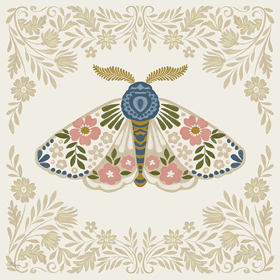 Cat Thurman Designs CTD288 - CTD288 - Folkloric Moth 1 - 12x12 Moth, Folk Art, Flowers, Greenery, Patterned from Penny Lane