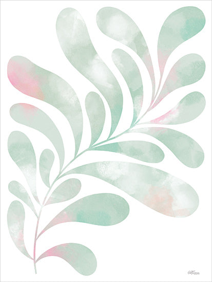 Cat Thurman Designs CTD292 - CTD292 - Mint Eucalyptus 1 - 12x16 pastel watercolor abstract leaves, pink green foliage, soft botanical form, airy nature art, flowing plant shapes, gentle greenery from Penny Lane