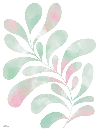 Cat Thurman Designs CTD293 - CTD293 - Mint Eucalyptus 2 - 12x16 minimal abstract foliage, pastel pink and green watercolor, stylized modern greenery, curved botanical shapes, soothing plant decor from Penny Lane