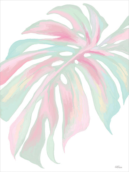 Cat Thurman Designs CTD294 - CTD294 - Pastel Monstera Leaf - 12x16 pastel monstera leaf, pink and green abstract tropical, watercolor plant design, airy foliage artwork, minimal jungle motif from Penny Lane