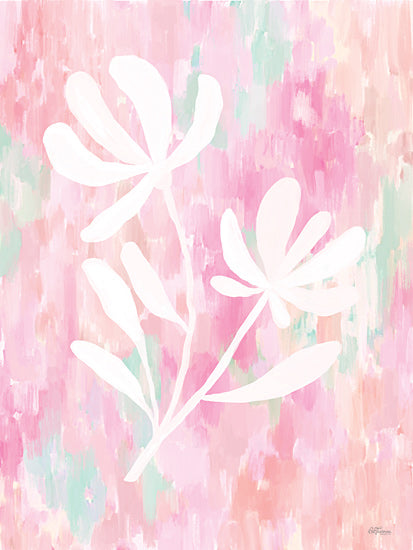 Cat Thurman Designs CTD298 - CTD298 - Daydreaming 4    - 12x16 delicate floral silhouette, pastel background, abstract floral art, feminine pinks and greens, modern decor from Penny Lane