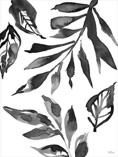 Cat Thurman Designs CTD325 - CTD325 - Watercolor Leaves III - 12x16 black and white leaves, nature-inspired art, abstract foliage, modern wall decor, botanical watercolor from Penny Lane