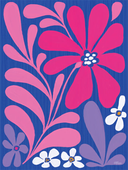 Cat Thurman Designs CTD347 - CTD347 - Funky Modern Floral - 12x16 bold floral illustration, pink and blue flowers, graphic design, modern botanical art, vibrant floral composition from Penny Lane