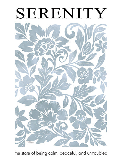 Cat Thurman Designs CTD356 - CTD356 - Serenity - 12x16 tranquility quote poster, soft floral patterns, teal blue tones, wall art inspiration, serene art, relaxing room decor from Penny Lane