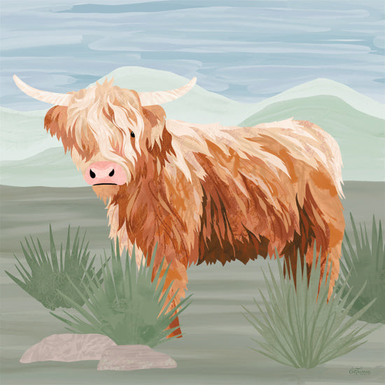 Cat Thurman Designs CTD361 - CTD361 - One-Eyed Wonder - 12x12 highland cattle, grassy field, rural life, scenic countryside, farm theme, pastoral art, textured coat, animal portrait from Penny Lane