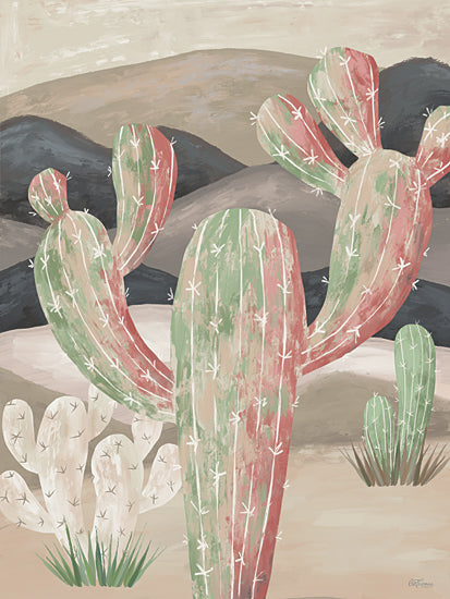Cat Thurman Designs CTD385 - CTD385 - Desert Hues - 12x16 Painted desert cactus, soft brush texture, green and pink tones, southwestern landscape, nature, painterly desert scene from Penny Lane