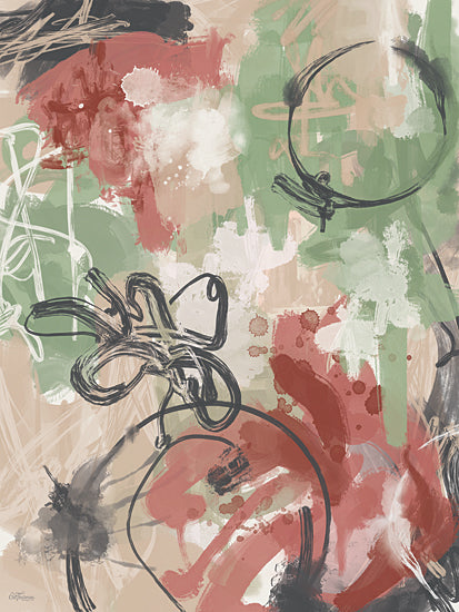 Cat Thurman Designs CTD386 - CTD386 - Unseen Emotions - 12x16 Abstract expressionism, chaotic brush strokes, mixed media appearance, splatter, scribble, red green black color palette from Penny Lane