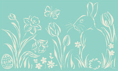 CTD418 - Teal Floral and Bunny - 18x12