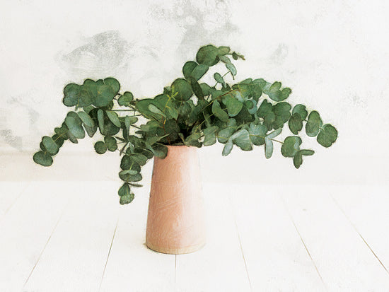 Dogwood Portfolio DOG321 - DOG321 - Eucalyptus Still Life - 16x12 greenery, eucalyptus, plant, vase, pink vase, minimalistic, soft tones, white background, botanical, nature, indoor decor from Penny Lane
