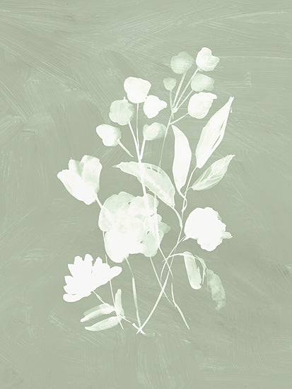 Dogwood Portfolio DOG324 - DOG324 - Botanical Toss II - 12x16 botanical sketch, white floral silhouette, muted green, artistic design, nature-inspired, minimalist, textured background, home wall art from Penny Lane