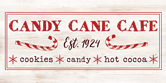 Dogwood Portfolio DOG352 - DOG352 - Candy Cane Café - 18x9 Candy Cane Cafe sign, retro cafe design, established 1924, cookies and candy menu, candy canes illustration, festive red lettering, holiday sweets sign, peppermint theme from Penny Lane