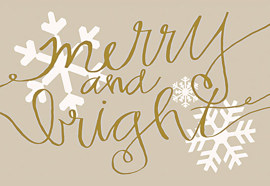 Dogwood Portfolio DOG361 - DOG361 - Merry and Bright - 18x12 Merry and Bright, holiday phrase, festive calligraphy, Christmas message, winter greeting, golden script, snowflakes, elegant typography, seasonal decor, cheerful words from Penny Lane