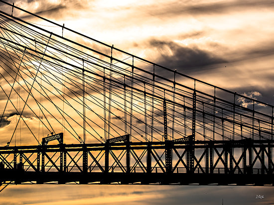 Donnie Quillen DQ311 - DQ311 - Bridge VIII - 16x12 bridge cables, suspension bridge, golden hour, dramatic sky, steel construction, abstract geometry from Penny Lane
