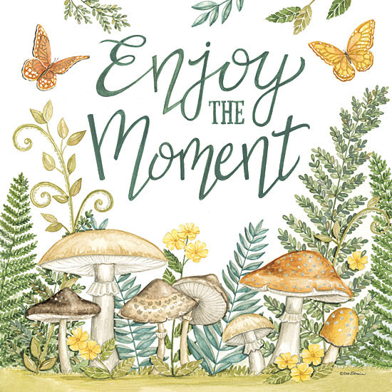 Deb Strain DS2284 - DS2284 - Enjoy the Moment Mushrooms - 12x12 mushrooms and foliage, whimsical nature scene, inspirational typography, butterflies, vibrant colors from Penny Lane