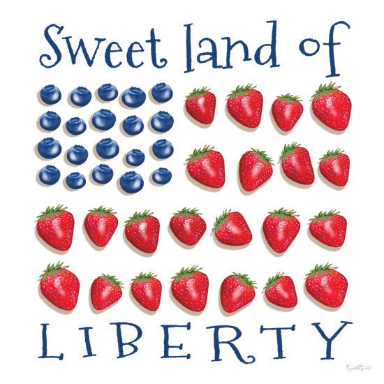 Elizabeth Tyndall ET435 - ET435 - Sweet Land of Liberty Fruit Flag - 12x12 patriotic flag, berries, strawberries, blueberries, Fourth of July, Americana, summer, red white and blue from Penny Lane
