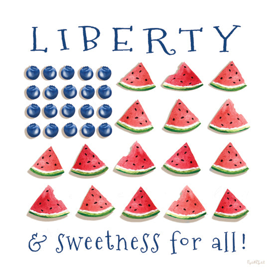 Elizabeth Tyndall ET436 - ET436 - Liberty Fruit Flag - 12x12 watermelon flag, patriotic, blueberries, Fourth of July, summer fun, fresh fruit, red white and blue from Penny Lane