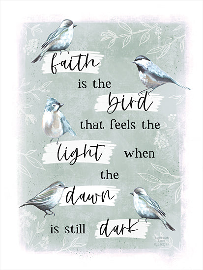 Elizabeth Tyndall ET440 - ET440 - Faith is the Bird - 12x16 faith quote, inspirational, birds, green background, scripture, encouragement, nature, poetic from Penny Lane