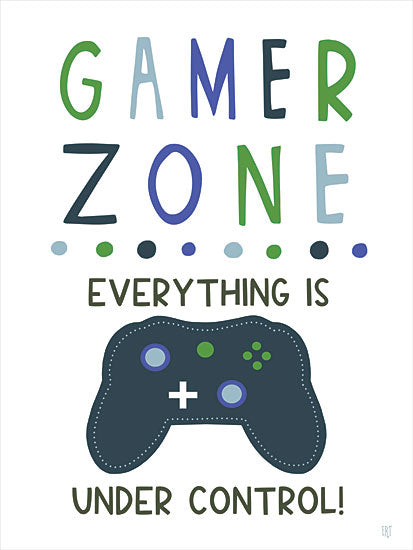 Elizabeth Tyndall ET493 - ET493 - Game Zone - 12x16 gamer zone, controller illustration, under control quote, boys room decor, green blue theme, gamer child art, console graphics from Penny Lane