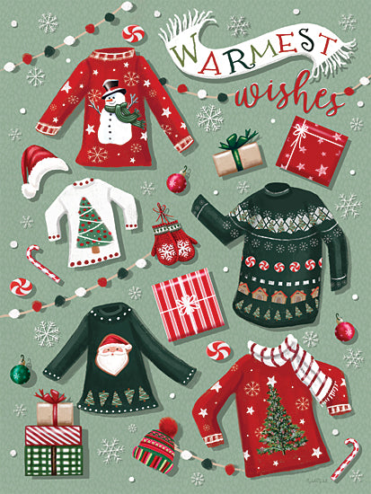 Elizabeth Tyndall ET533 - ET533 - Warmest Wishes Sweaters - 12x16 Christmas sweaters, festive gifts, warm wishes, snowflakes, peppermint candies, holiday icons from Penny Lane