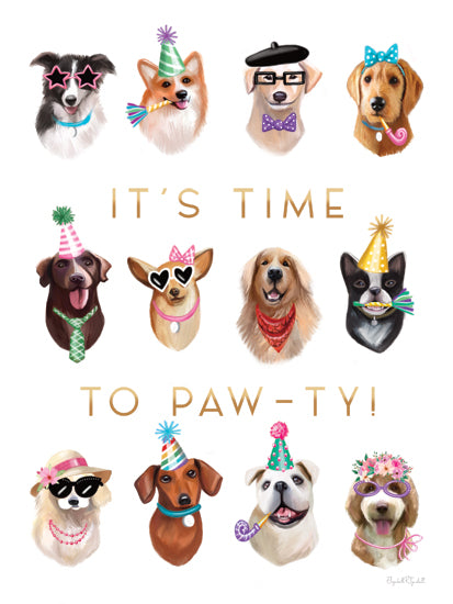 Elizabeth Tyndall ET562 - ET562 - It's Time to Paw-ty! - 12x16 dogs, party hats, sunglasses, bow ties, festive, birthday celebration, illustrated dogs, fun animals, colorful accessories from Penny Lane