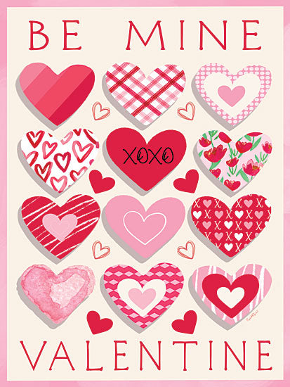 Elizabeth Tyndall ET661 - ET661 - Be Mine Valentine - 12x16 valentine hearts, love theme, pink red palette, romantic design, patterned hearts, feminine decor, valentine card style, typography love, whimsical hearts, decorative pattern from Penny Lane