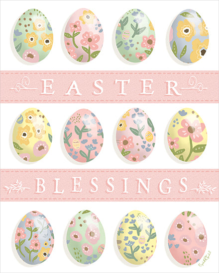 Elizabeth Tyndall ET678 - ET678 - Easter Blessings - 12x16 Easter blessings typography, decorated eggs, pastel floral eggs from Penny Lane