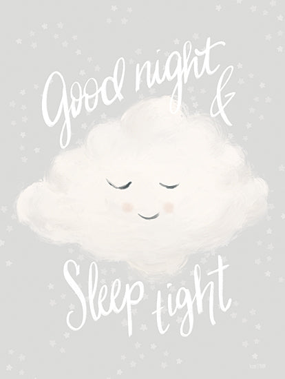 House Fenway FEN1010 - FEN1010 - Good Night & Sleep Tight Cloud   - 12x16 sleeping cloud, bedtime art, dreamy cloud, good night message, pastel sky, children’s decor, stars background, peaceful, illustration, cute face from Penny Lane