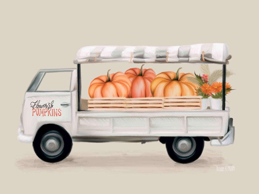 House Fenway FEN1152 - FEN1152 - Fall Pumpkin Truck - 16x12 Pumpkin truck, fall, autumn, vintage vehicle, flowers, seasonal decor, market truck, rustic illustration from Penny Lane