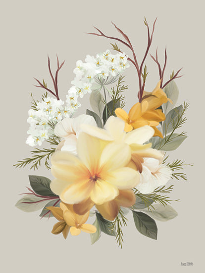 House Fenway FEN1200 - Ferns and Forsythia II - 12x16 yellow flowers, wildflowers, greenery, artistic illustration, soft colors, botanical design, floral bouquet from Penny Lane