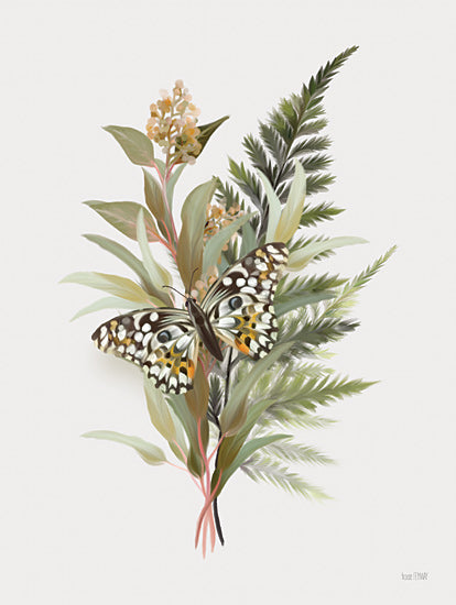 House Fenway FEN1237 - FEN1237 - Butterfly Grove II - 12x16 butterfly on ferns, bright greenery, floral bouquet, elegant nature design, tropical botanical art, soft background from Penny Lane