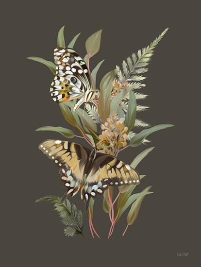 House Fenway FEN1239 - FEN1239 - Fluttering Ferns I - 12x16 butterfly, greenery, botanical, foliage, papilio, lime swallowtail, soft green background, naturalist art, nature illustration, butterfly species from Penny Lane
