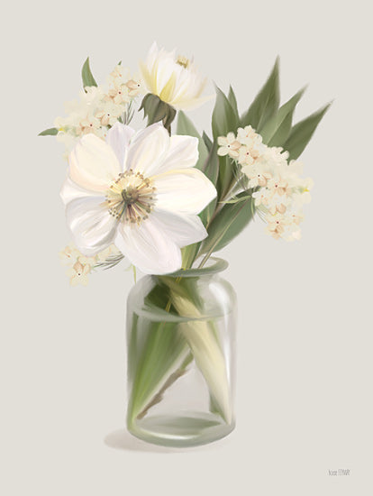 House Fenway FEN1246 - FEN1246 - Garden Bunch - 12x16 white flowers, glass vase, greenery, soft color palette, botanical decor, detailed painting from Penny Lane