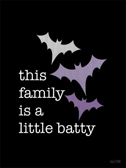 House Fenway FEN1258 - FEN1258 - This Family is a Little Batty - 12x16 bats flying, Halloween family, whimsical bats, funny family quote, purple and grey bats, spooky sky, family humor, festive decor from Penny Lane