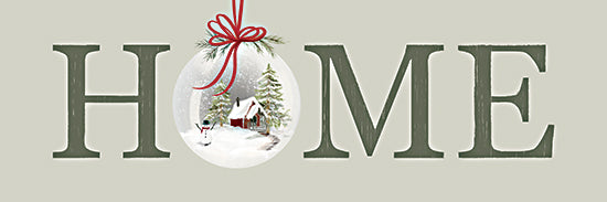 House Fenway FEN1261 - FEN1261 - Christmas HOME Sign - 36x12 home for holidays, Christmas ornament, winter cabin, snow-covered trees, festive home scene, holiday decoration, seasonal warmth, green typography, snowman from Penny Lane