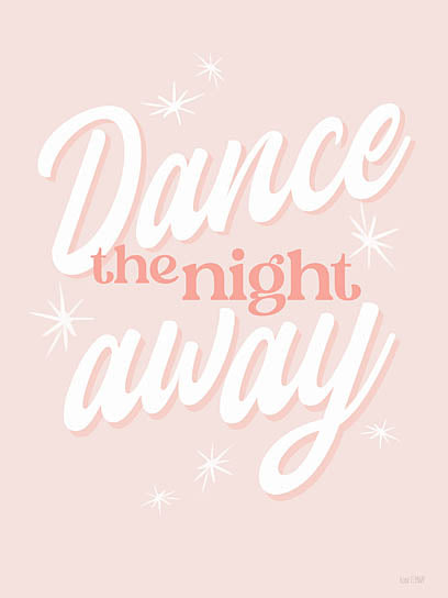 House Fenway FEN1277 - FEN1277 - Dance the Night Away - 12x16 typography, dance quote, pink background, cursive lettering, motivation, party theme, energetic, retro text, glitter stars from Penny Lane