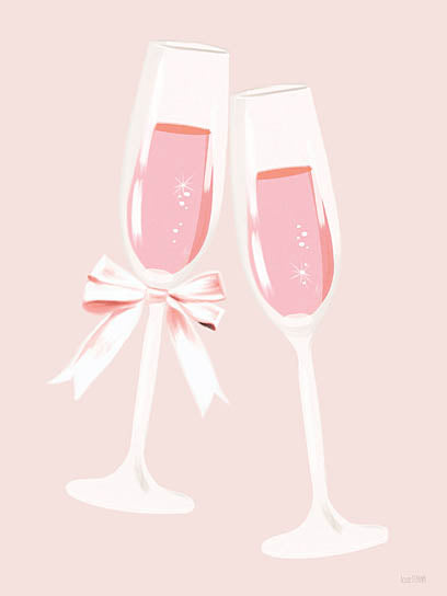 House Fenway FEN1279 - FEN1279 - Girls Night - 12x16 champagne flutes, pink drink, celebration, toasting glasses, white bow, festive drink, elegant party, feminine toast from Penny Lane