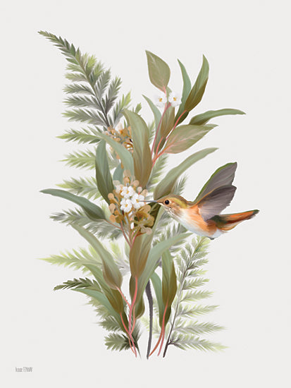 House Fenway FEN1295 - FEN1295 - Hummingbird Grove II - 12x16 Hummingbird feeding, botanical foliage, delicate flowers from Penny Lane