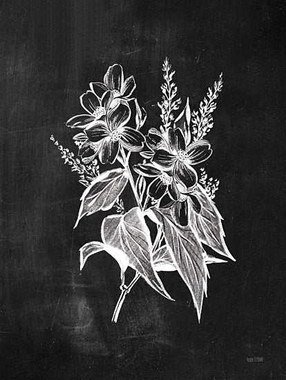 House Fenway FEN684 - FEN684 - Chalkboard Wildflower I - 12x16 chalk drawing, botanical illustration, flowers, monochrome, blackboard art, white floral design, elegant lines, nature sketch from Penny Lane