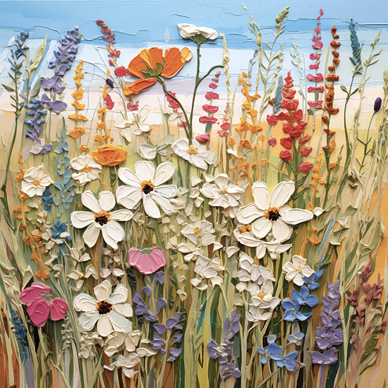 Heidi Kuntz HK249 - HK249 - Bright Blooms   - 12x12 wildflowers, meadow flowers, colorful blooms, nature scene, summer flowers, landscape floral, painterly texture, bright wildflower field from Penny Lane