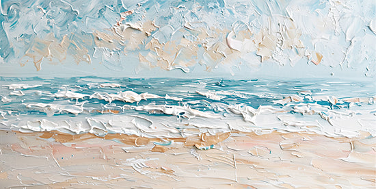 Heidi Kuntz HK366 - HK366 - High Tide   - 18x9 palette knife painting, ocean waves, textured seascape, beach scene, abstract expressionism, coastal decor, heidi kuntz from Penny Lane
