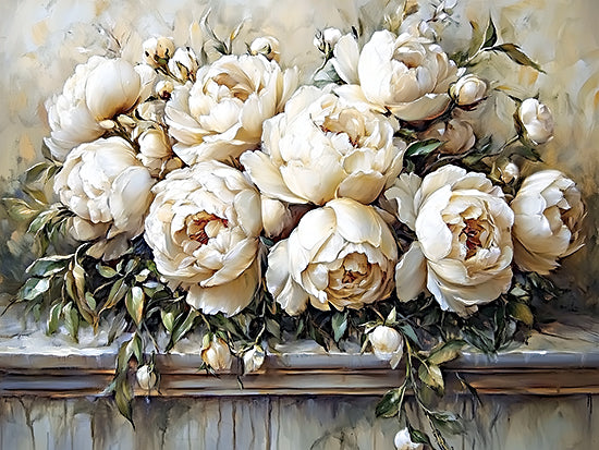 Heidi Kuntz HK379 - HK379 - Peony Pile   - 16x12 white peonies, elegant bouquet, classic floral painting, soft tones, vintage style, creamy blooms, romantic flowers from Penny Lane